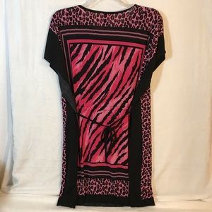 Christina Love pink,‎ black and white zebra blouse one size